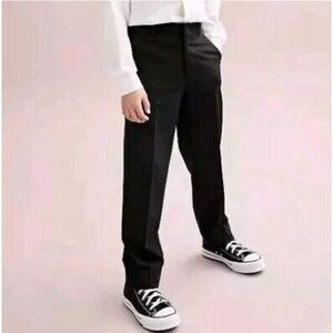 NWT Izod Boys Black Flat Front Stretch Devant Plat Extensible Dress Pants - Sz 7